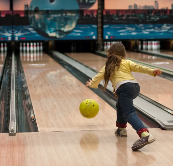 Girl bowling in Osoyoos